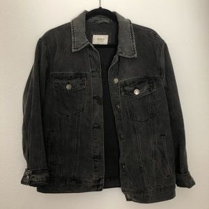 black oversized forever 21 denim jacket